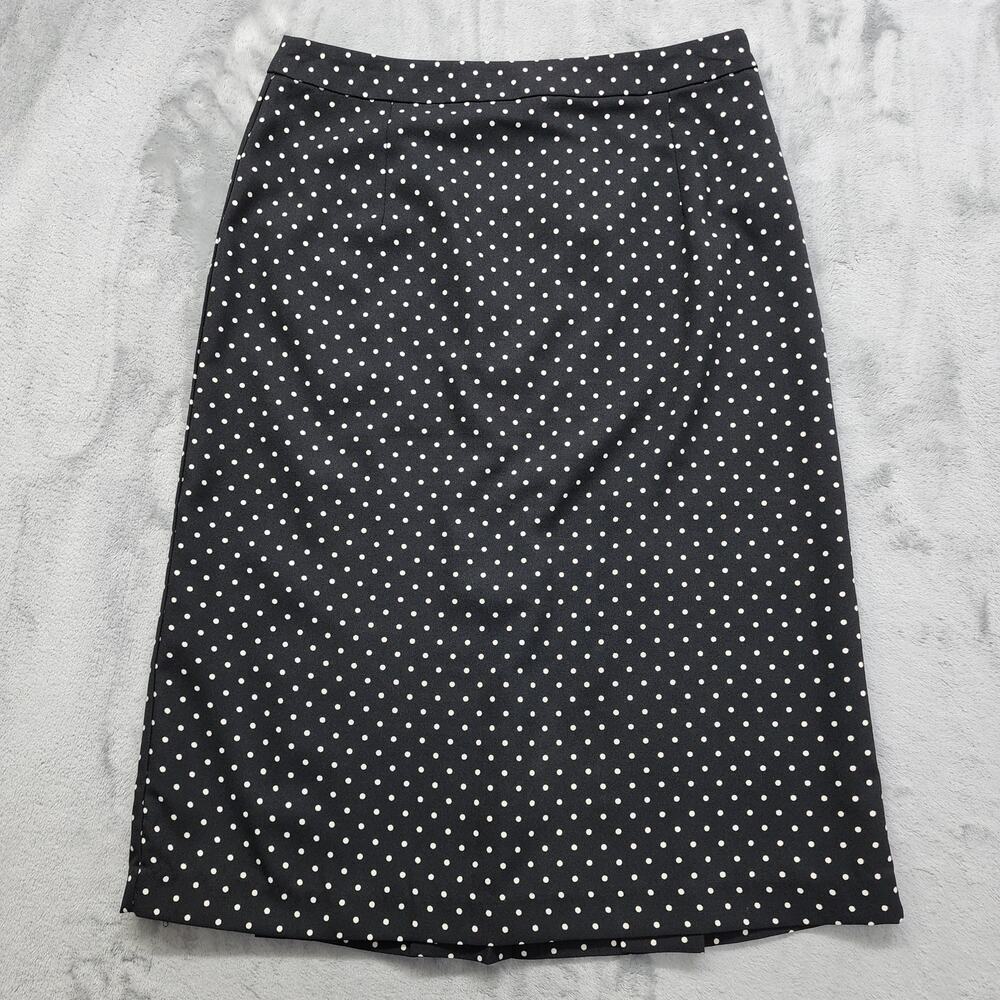 Who What Wear Classic Polka Dot Pleated Pencil Skirt Size 2 Black White Preppy‎